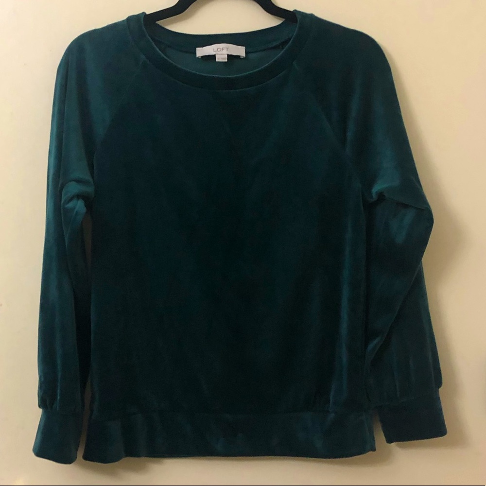 Loft Emerald Green Velvet Sweatshirt